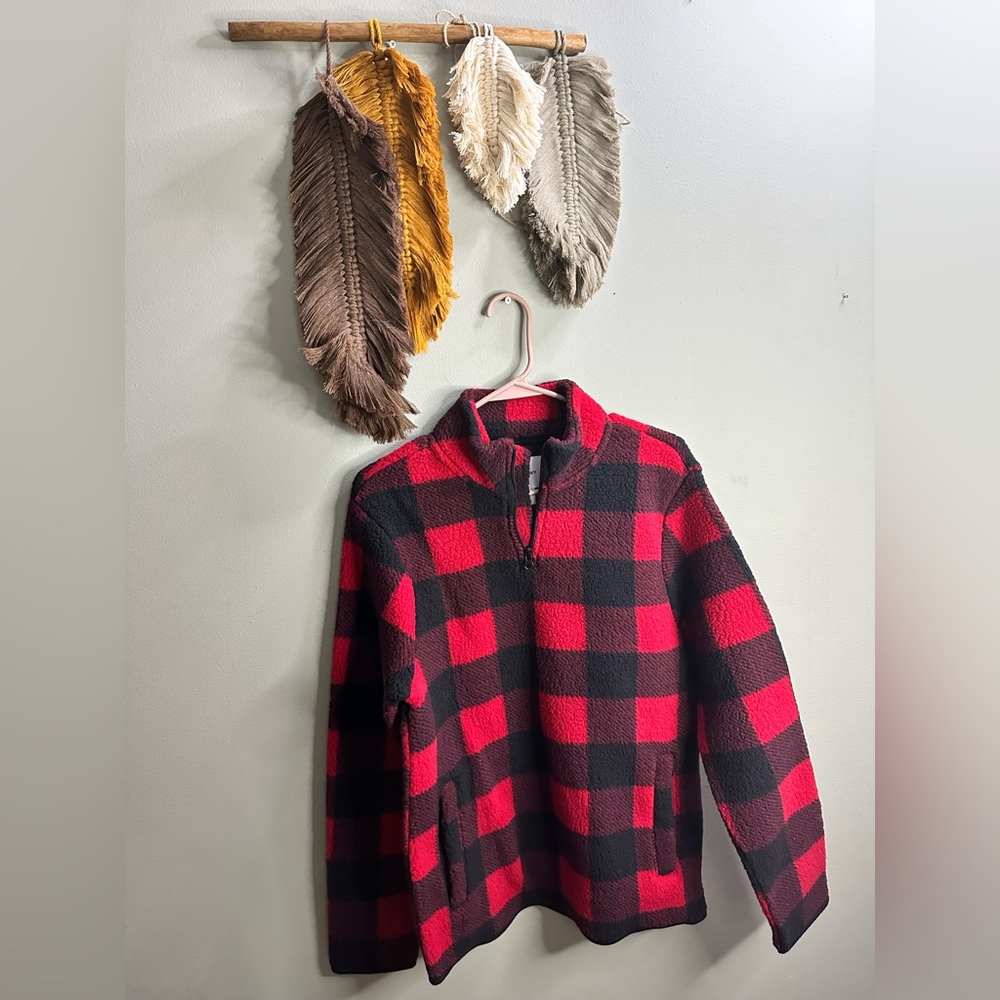 Red and Black Plaid Sweater. New with tag